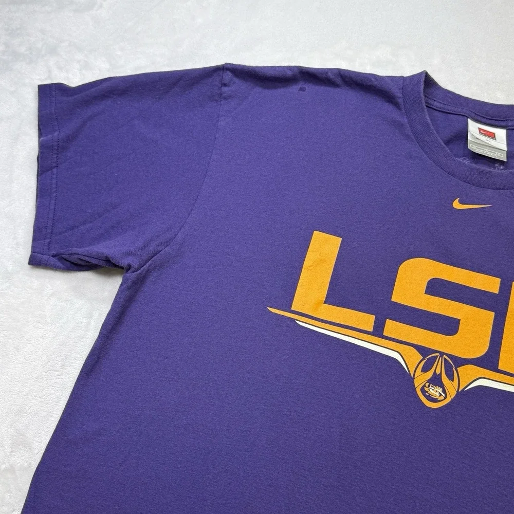 VTG Y2K Nike Team LSU Tigers T Shirt‎ Purple XL Swoosh NCAA